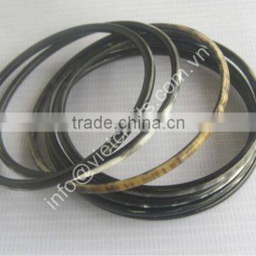Buffalo horn bangle, black with vein color. Set of 7pcs