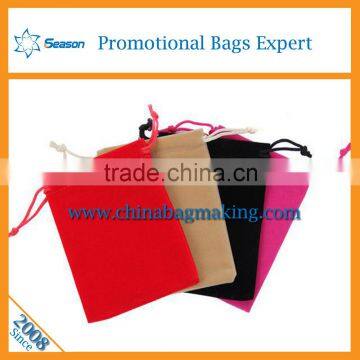 2016 new style custom velvet drawstring pouch bag high quality velvet bag