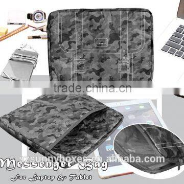 Camo Printing Tyvek Paper Zipper Protective Foam Padded Bag For Laptop & Tablet 14"