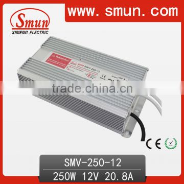 250W 12V DC Output Waterproof IP67 LED Power Supply SMV-250-12