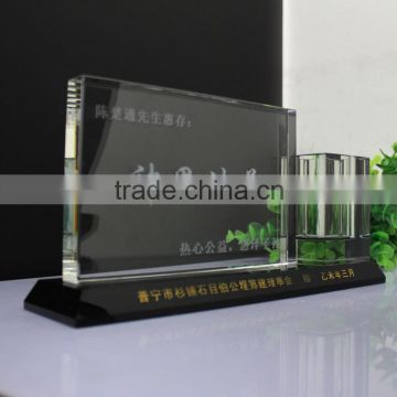 Custom crystal glass office desk set