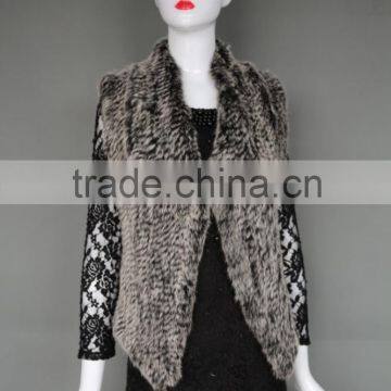 Wholesale Fashion Short Style Knitted Vest Rabbit Fur Vest