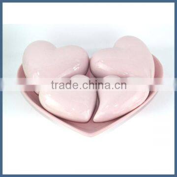 Romantic Pink Ceramic Heart Craft for Home Decor photo-2