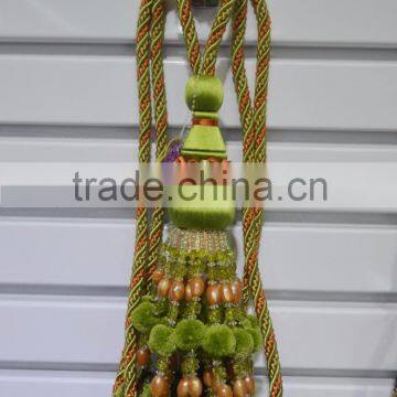 green tassel fringe with chain,beaded curtain tieback tassels