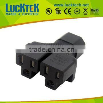 IEC 320 C14 to 2 X Nema 5-15R power adapter, C14 to 2x US female power inverter