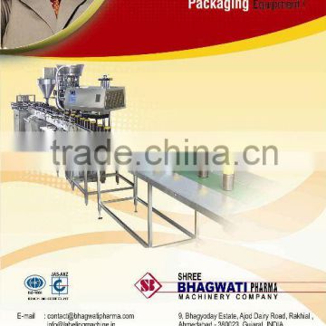 Powder Filling Line including filling, screw capping , induction cap sealing , sticker labelling machine