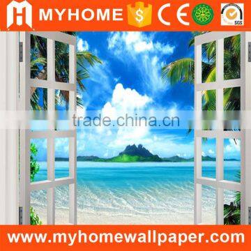 Outdoor Exterior Decorative Beautiful Beach Scenery Self Adhesive Wallpaper Mural High Quality Natural Seascape 3d Wall Mural                        
                                                Quality Choice