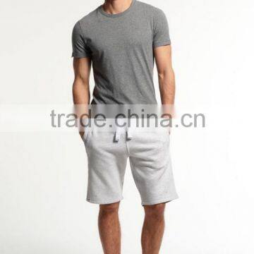 Custom light grey plain 100% cotton casual style wholesale gym shorts for men
