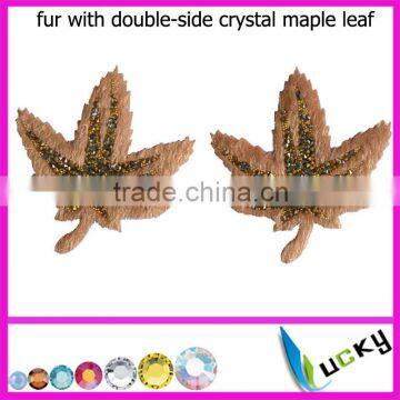 Wholesale popular fashion 24x40cm fashion hot fix fur trimming maple leaf