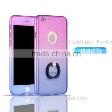 Luxury With Tempered Glass Screen for IPhone 6 6S Phone Case 360 Rotating Ring Kickstand Full Body Cover Case