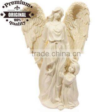 polyresin cream angel with child figurine