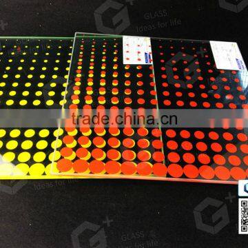 Colorful dot design of ceramic silkscreen glass, dots size changing gradually, Tempered Glass