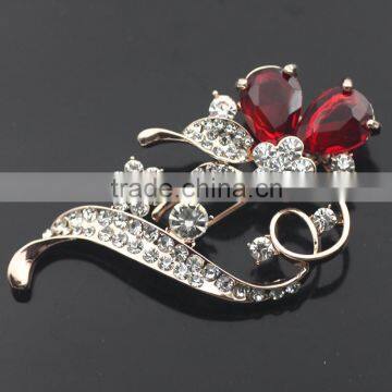 2016 Fashion Clear Crystal Rhinestone Gold Plated Europe Leaf resin Flower Brooch Pin Jewelry Women Brooches for Scarf wholesale