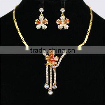 Sparkling Ruby Rhinestone Jewelry Gold Tone Necklaces Set KSHLXL-15