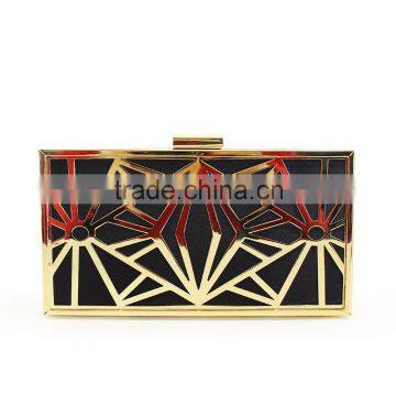 Women hollow design hard case clutch purse made in China