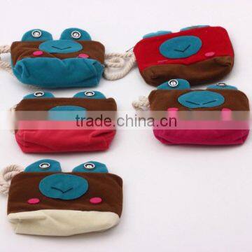 Mini cute frog shape canvas pencil bags promotion gift bags