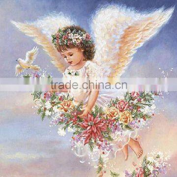 small size 30x30cm Baby Angel flower girl full round diamond drilled painting