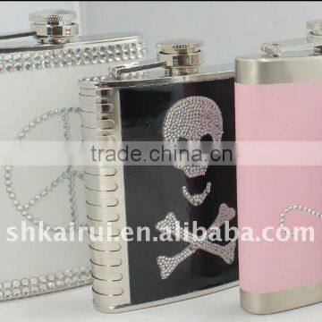 stainless steel hip flask with pearl outside