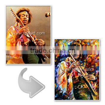 Jimi Hendrix portrait art painting in knife style