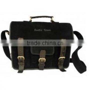 Handmade Black Suede Satchel Bag