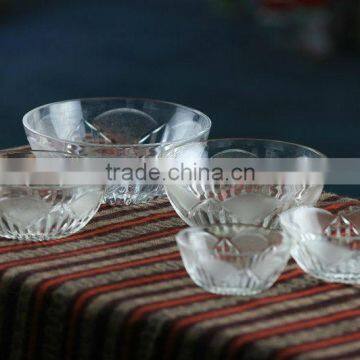 Engraved glass fruit or salad bowl