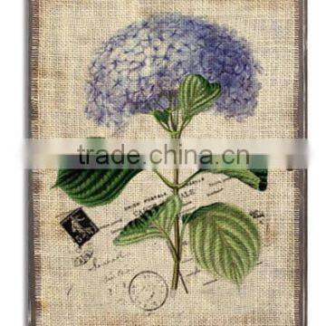 Decorative Beautiful Flowers Wall Printing With Jute