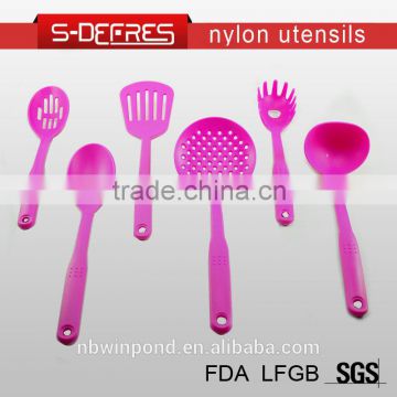 With 6 different item pink color cooking utensils kitchen