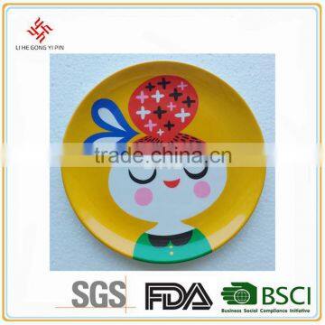 Cartoon Girl Melamine Plate Circular Plate