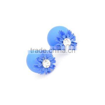 Fashion Summer Shiny Colors Earrings Ball Side Flower Ear Earrings For Girls