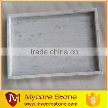 Rectangle Carrara marble white stone serving tray