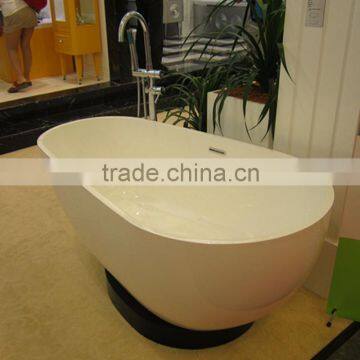 Matte White Marble Stone Free Standing Oval Bathtub