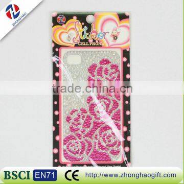 2016 fashion pink flower mobile phone sticker