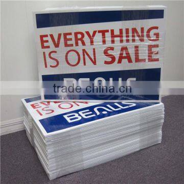 Die cut coroplast signs /corflute signs/correx signs /wire stakes