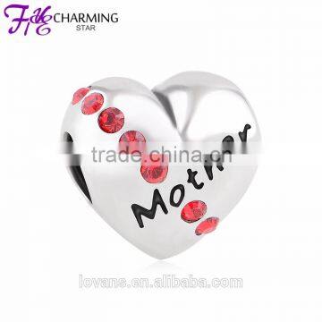 Lovely Family Logo Mother Design Heart Shape Zircon Charm Bracelet