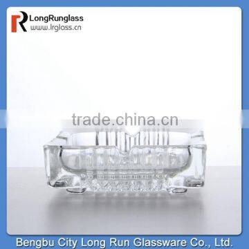 LongRun classico design vertical stripes carved square glass ashtray