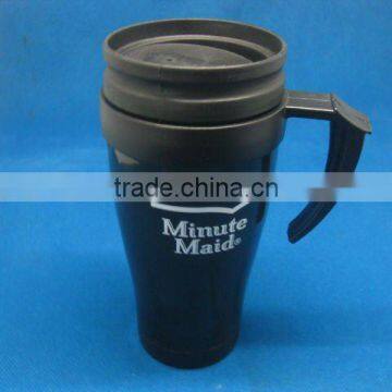 plastic double walled 400ml travel mugs