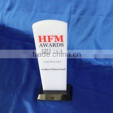 White Acrylic Award & Plaque Holder For Feats Souvenir Stand