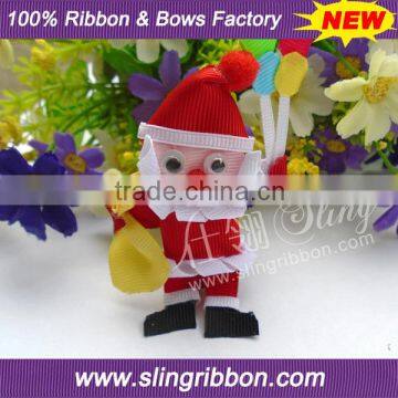 Ribbon Handmade Father Christmas Hair Clips For Kids