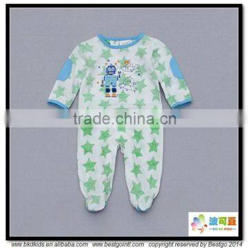 BKD 2016 Contrast color pockets baby boys romper and flock printed baby clothes