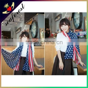 USA national flag printing chiffon scarf,cheap bulk wholesale scarf,printed chiffon georgette scarf