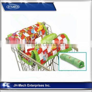 Compact 2 in 2 baby shopping cart cover and play mat, green and red color