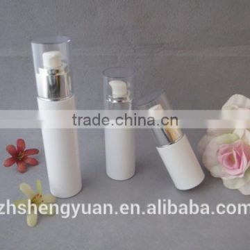 white cosmetic lotion airless pump bottle