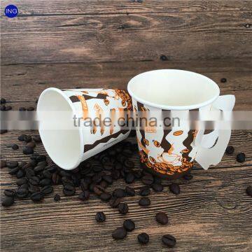 Custom printed disposable 7oz paper coffee cup with handle