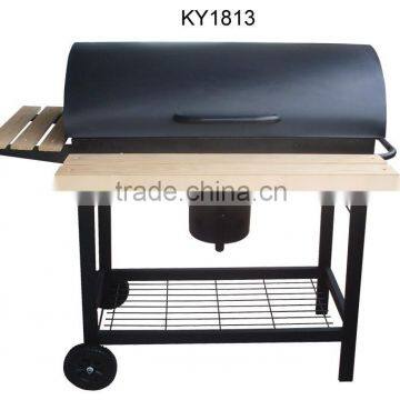 Drum barrel trolley charcoal bbq smoker