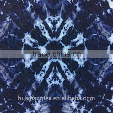 Blue Flower Print 4 Way Stretch Fabric for Beach Short Swimwear photo-5