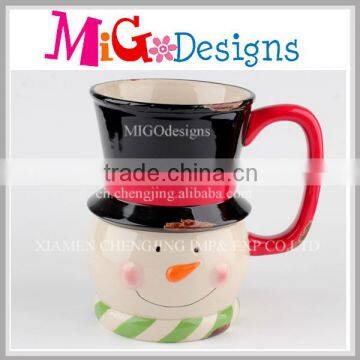 Black Hat Snowman Mug Ceramics OEM