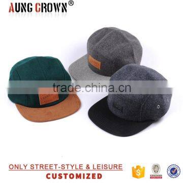 custom 5 panel hat with leather patch