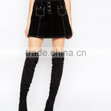 A-Line Suede Mini Skirt