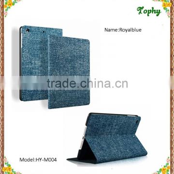 For ipad mini Stand Case Blue Cowboy Grain Folio Leather Fold Tablet Smart Cover