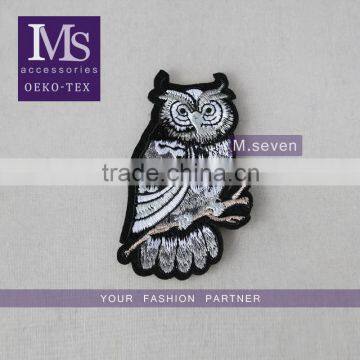 2016 hot selling patches embroidery iron on embroidery owl pattern patch trim